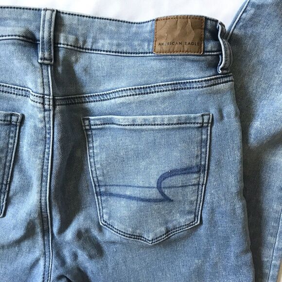American Eagle Jeans Jegging Super Hi Rise Stretch Skinny 8 8R 28 x28 Light Wash - Picture 10 of 11